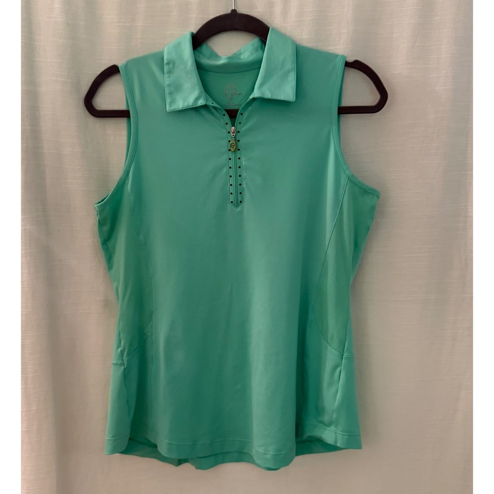 EP Sport Women Mint Green Sleeveless Golf Polo Quarter Zip Shirt Size Medium